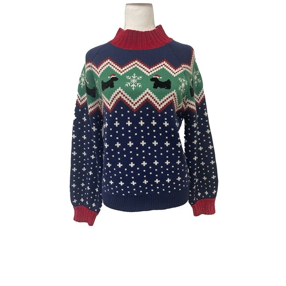 99‎ Jane Street Scottie Dog Holiday Christmas Sweater Women’s Size SMALL Jeweled - Picture 1 of 5